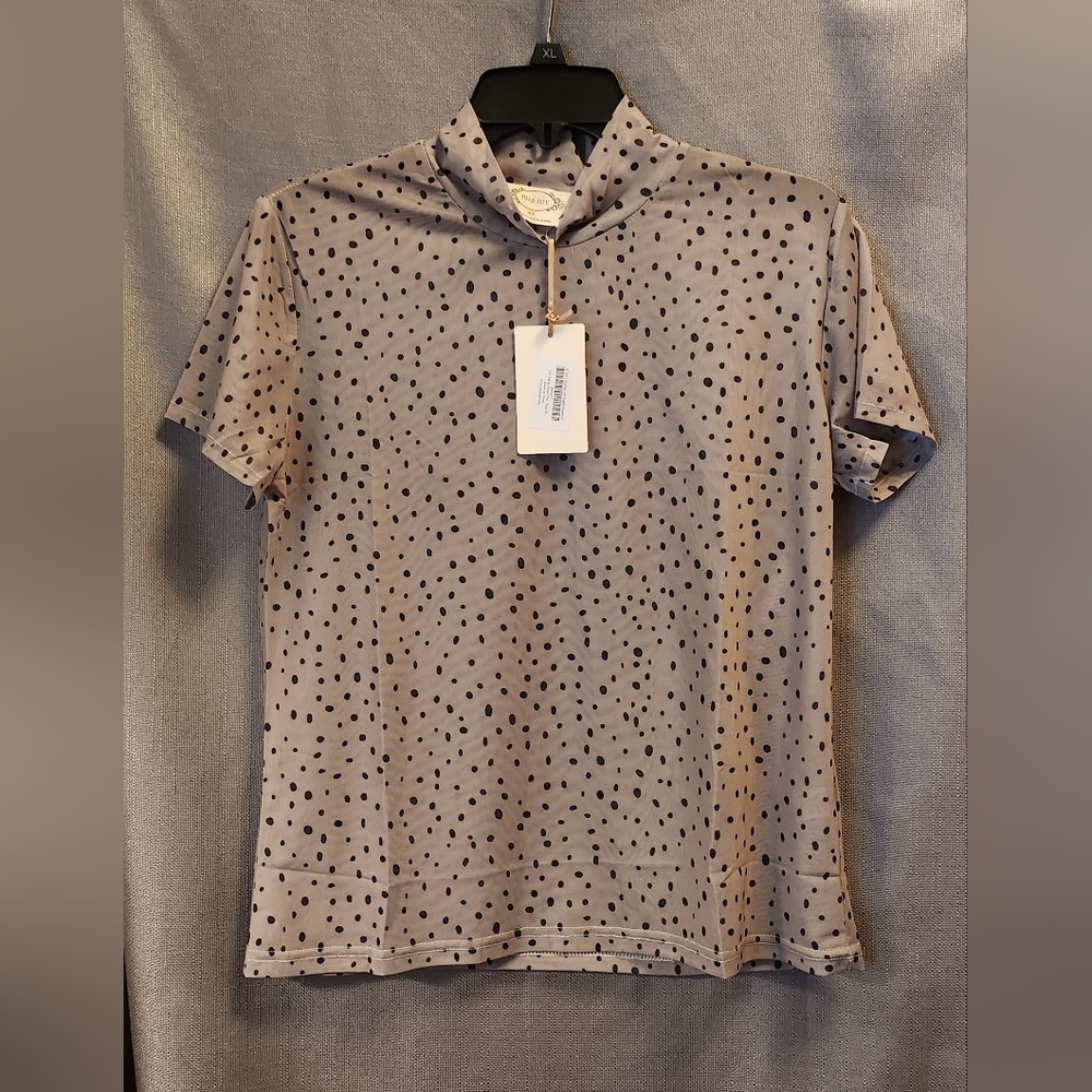 Mesh Gray Polka Dot Shirt XL MIA JOYFOLIE